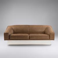 Faux-Leather Sofa with Chrome Base