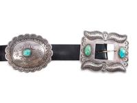 Navajo Silver and Turquoise Concha Belt