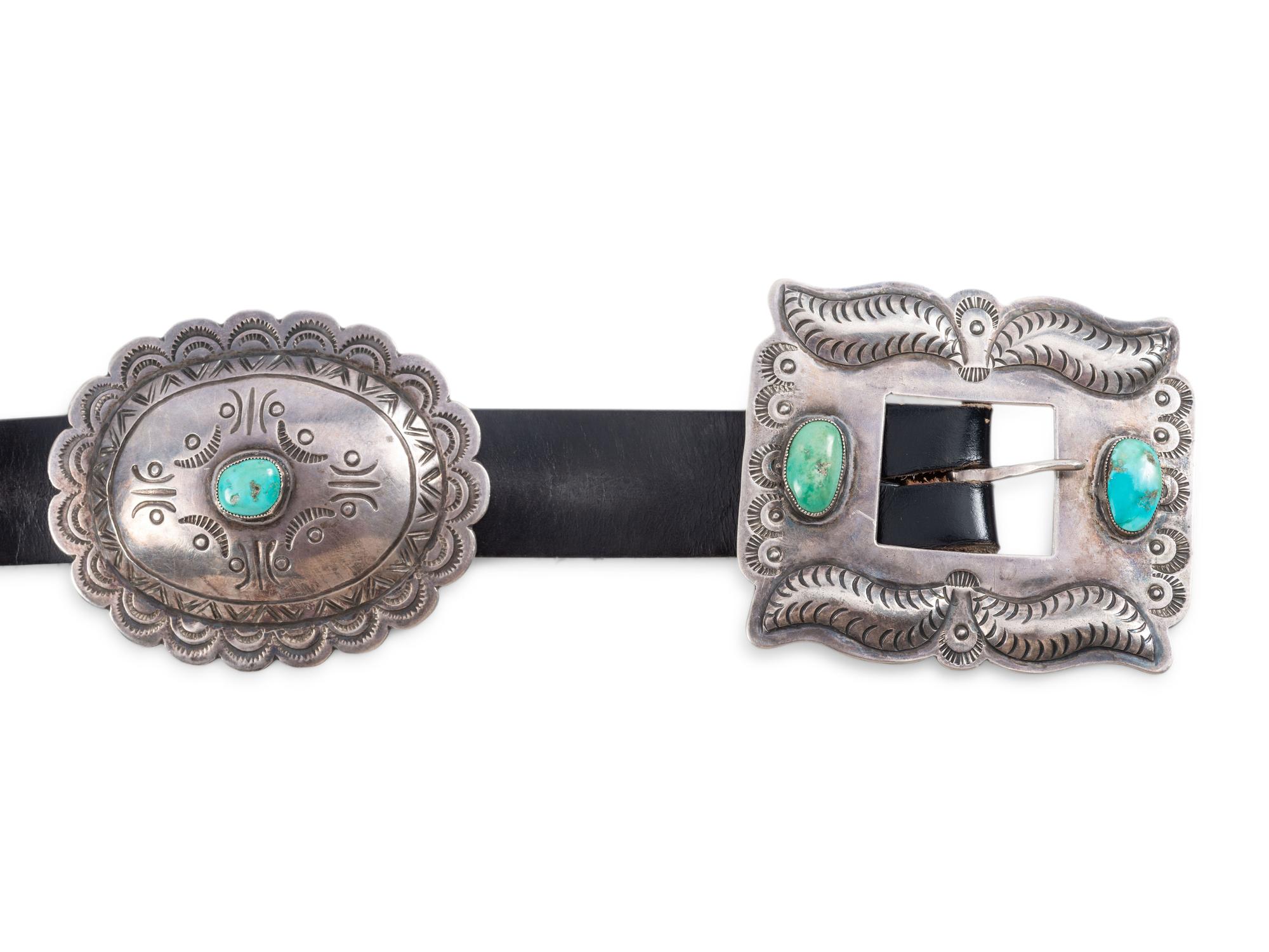 Navajo Silver and Turquoise Concha Belt