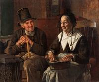 John George Brown, (American, 1831-1913), A Chat with the Widow