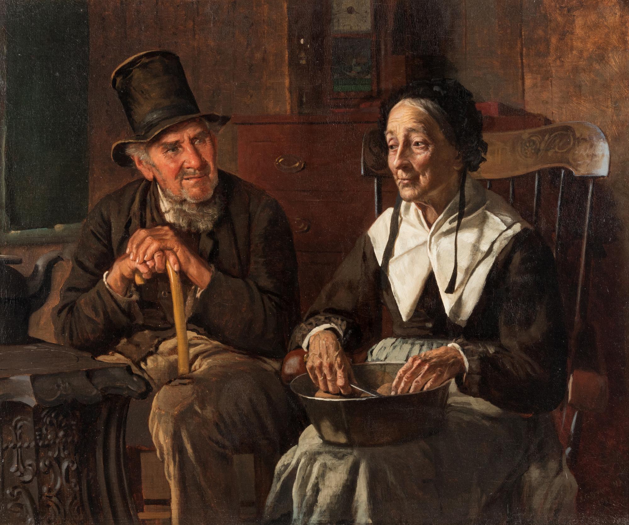 John George Brown, (American, 1831-1913), A Chat with the Widow