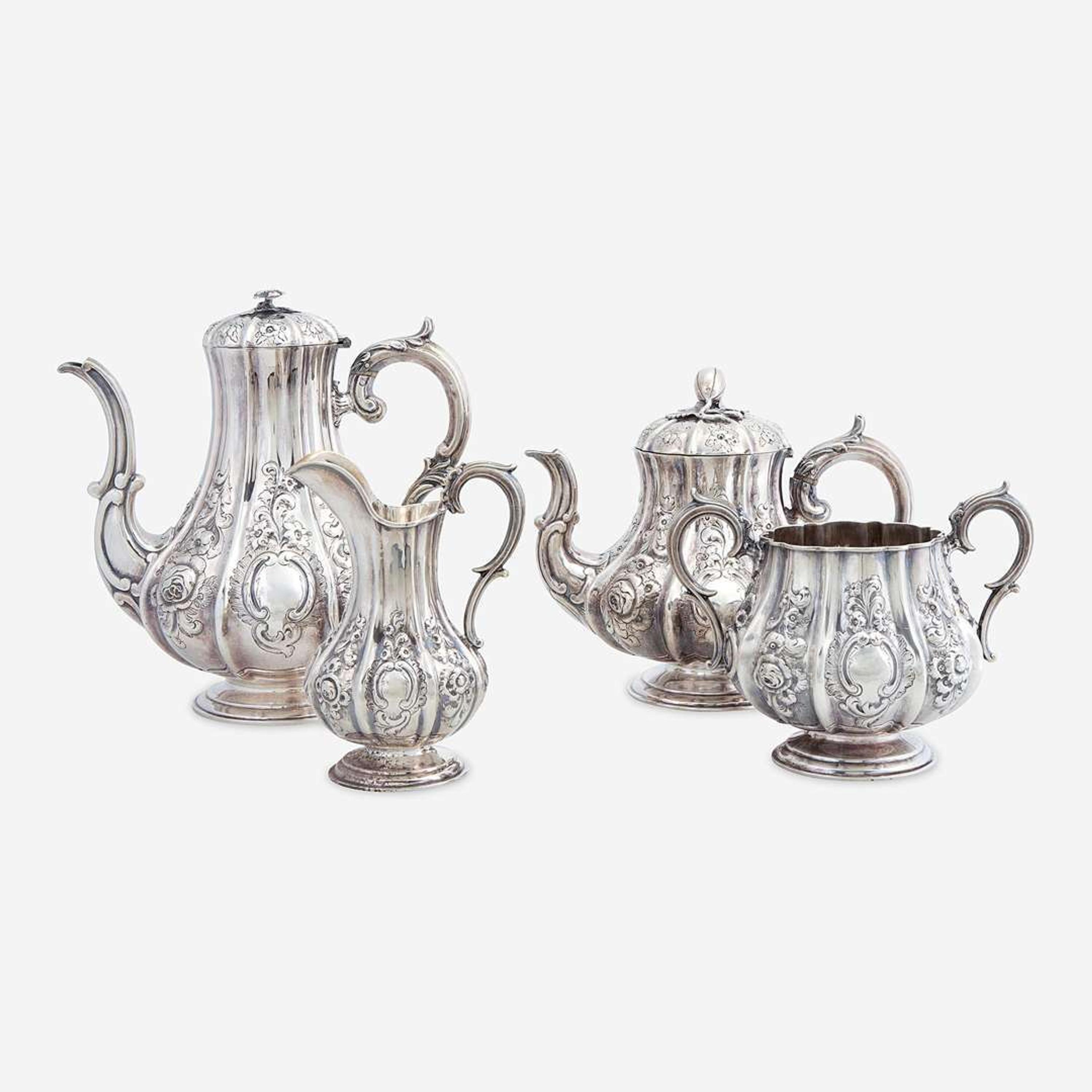 A Victorian Four-Piece Sterling Silver Tea and Coffee Service George Angell & Co., London, 1849-1853