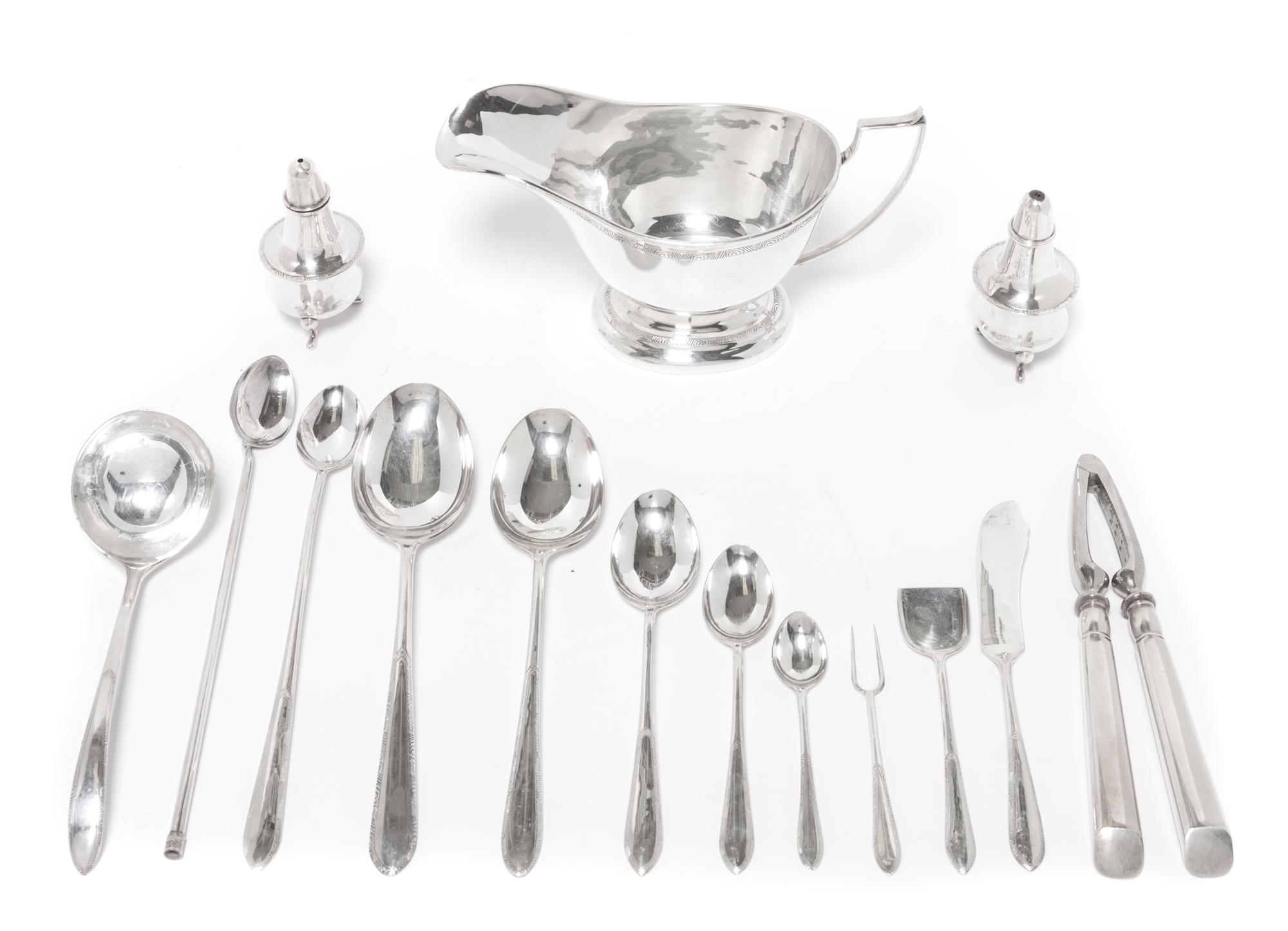 An American Silver Flatware Service for Twelve, Sheffield Silver Co., Brooklyn, NY, 20th century, comprising: 12 tablespoons 12 soup sp