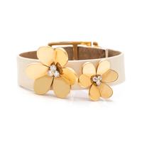 VAN CLEEF & ARPELS, PATENT LEATHER, YELLOW GOLD AND DIAMOND 'FRIVOLE' BRACELET