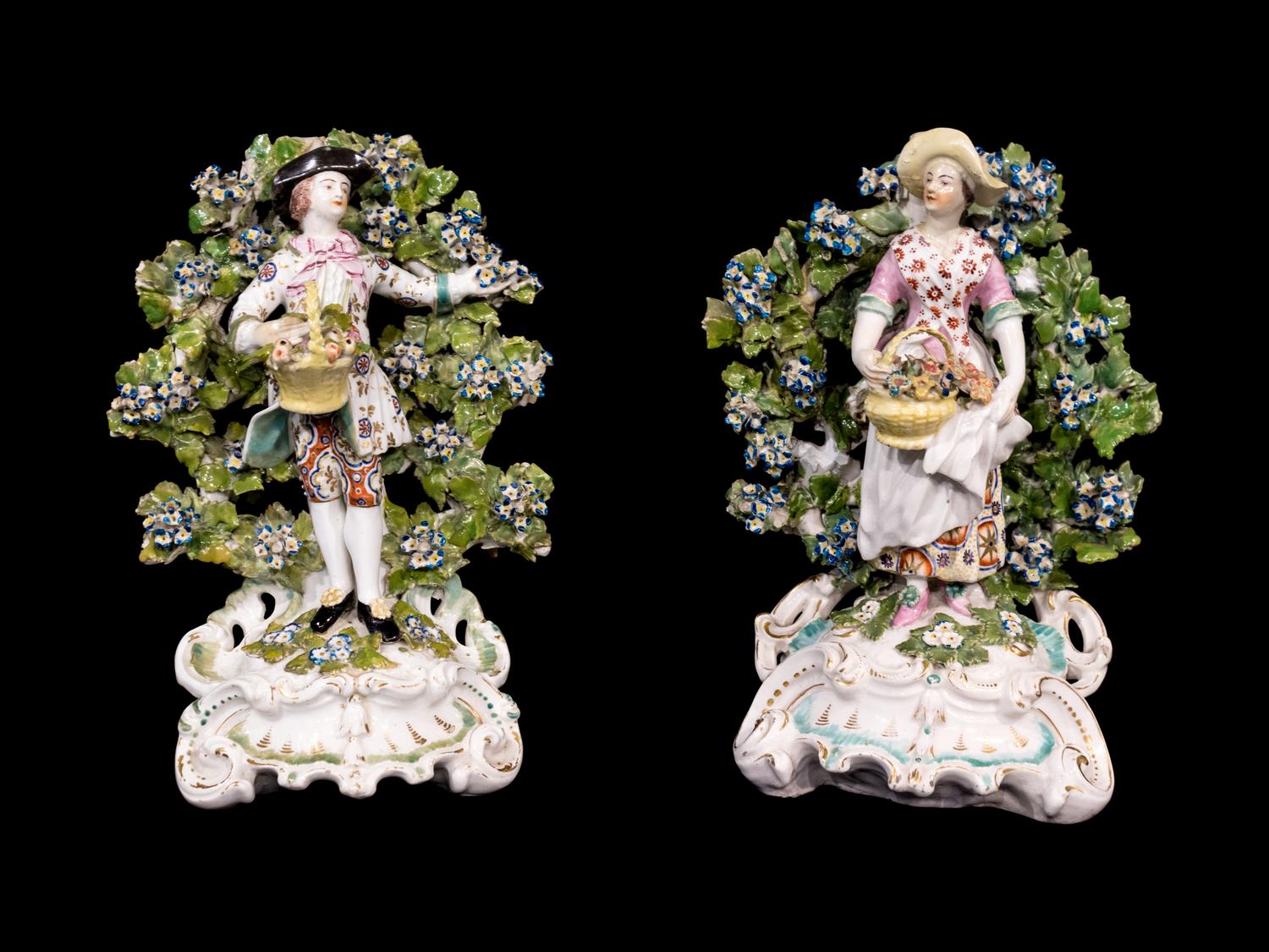 A Large Pair of Chelsea Porcelain Figural Candlesticks — 1752-1756