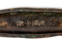 A Chinese Inlaid Bronze Bamboo Shoot-Form Paper Weight