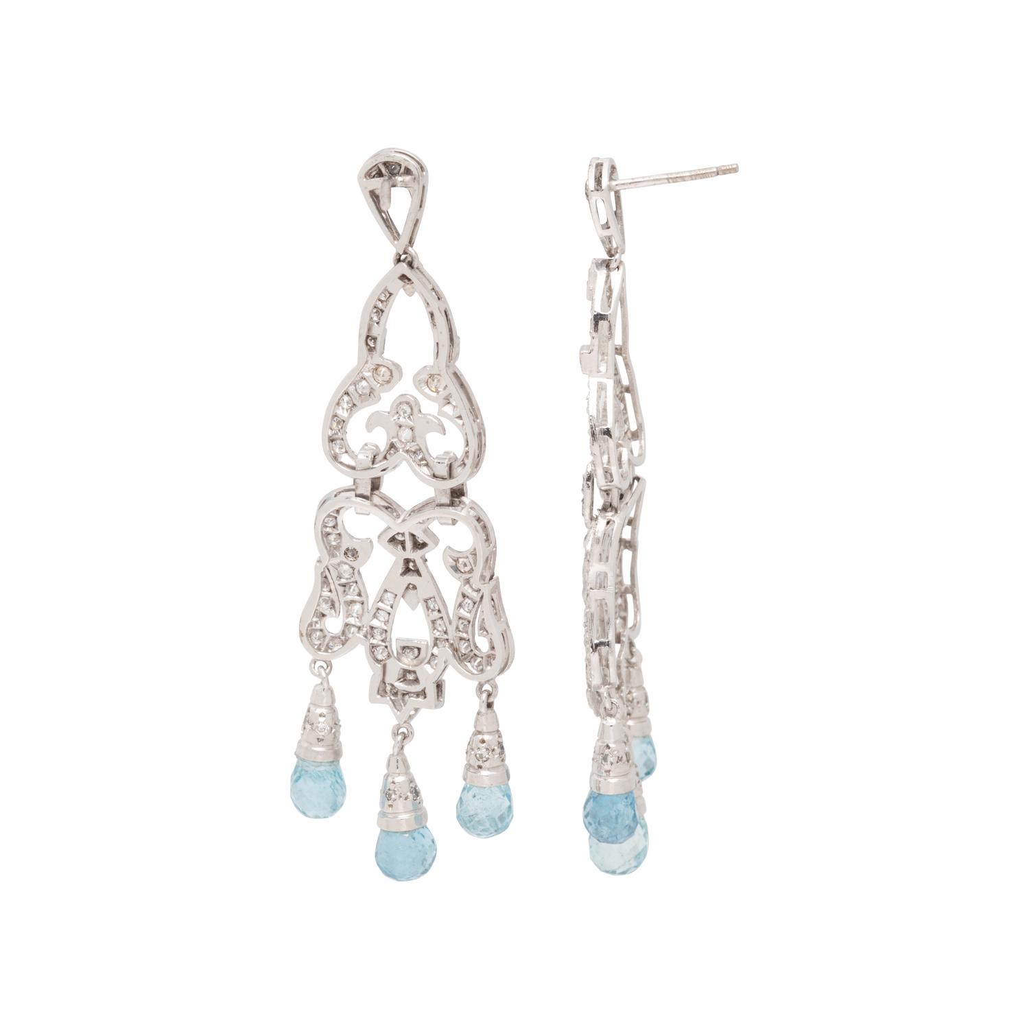 DIAMOND AND AQUAMARINE EARRINGS
