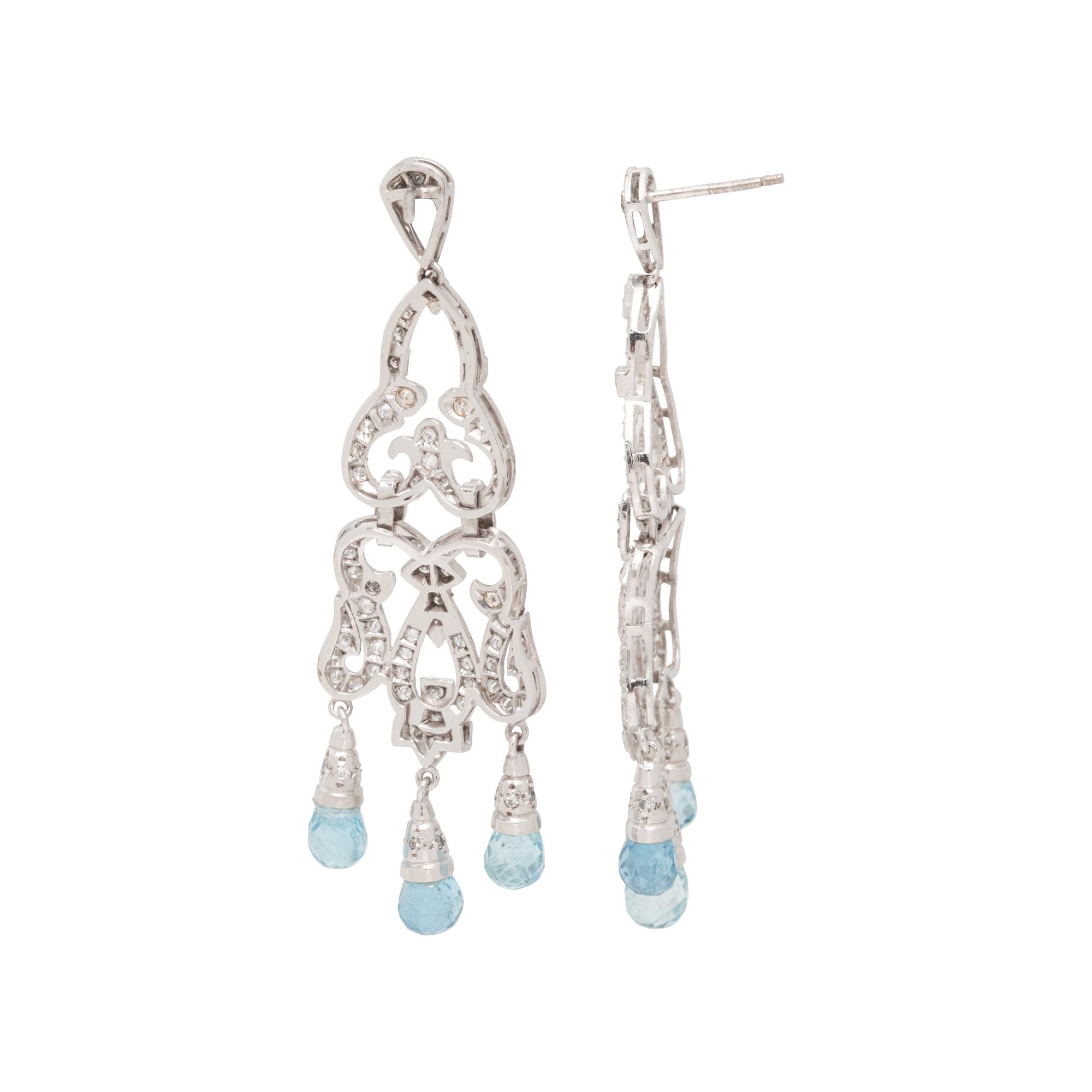 DIAMOND AND AQUAMARINE EARRINGS