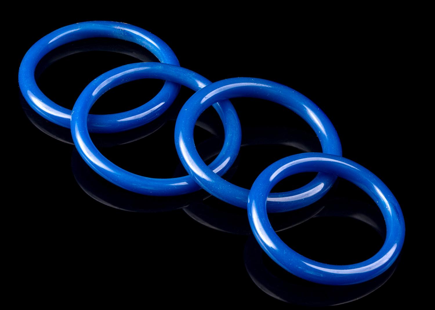 Four Chinese Blue Peking Glass Bangles