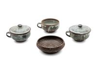 An Assembled Group of Four Vessels comprising three cups and one bowl