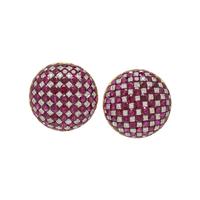 RUBY AND DIAMOND CHECKERBOARD EARCLIPS