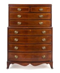 A George III Style Mahogany Chest of Drawers Height 54 3/4 x width 36 1/2 x depth 21 1/4 inches. — MID-20TH CENTURY