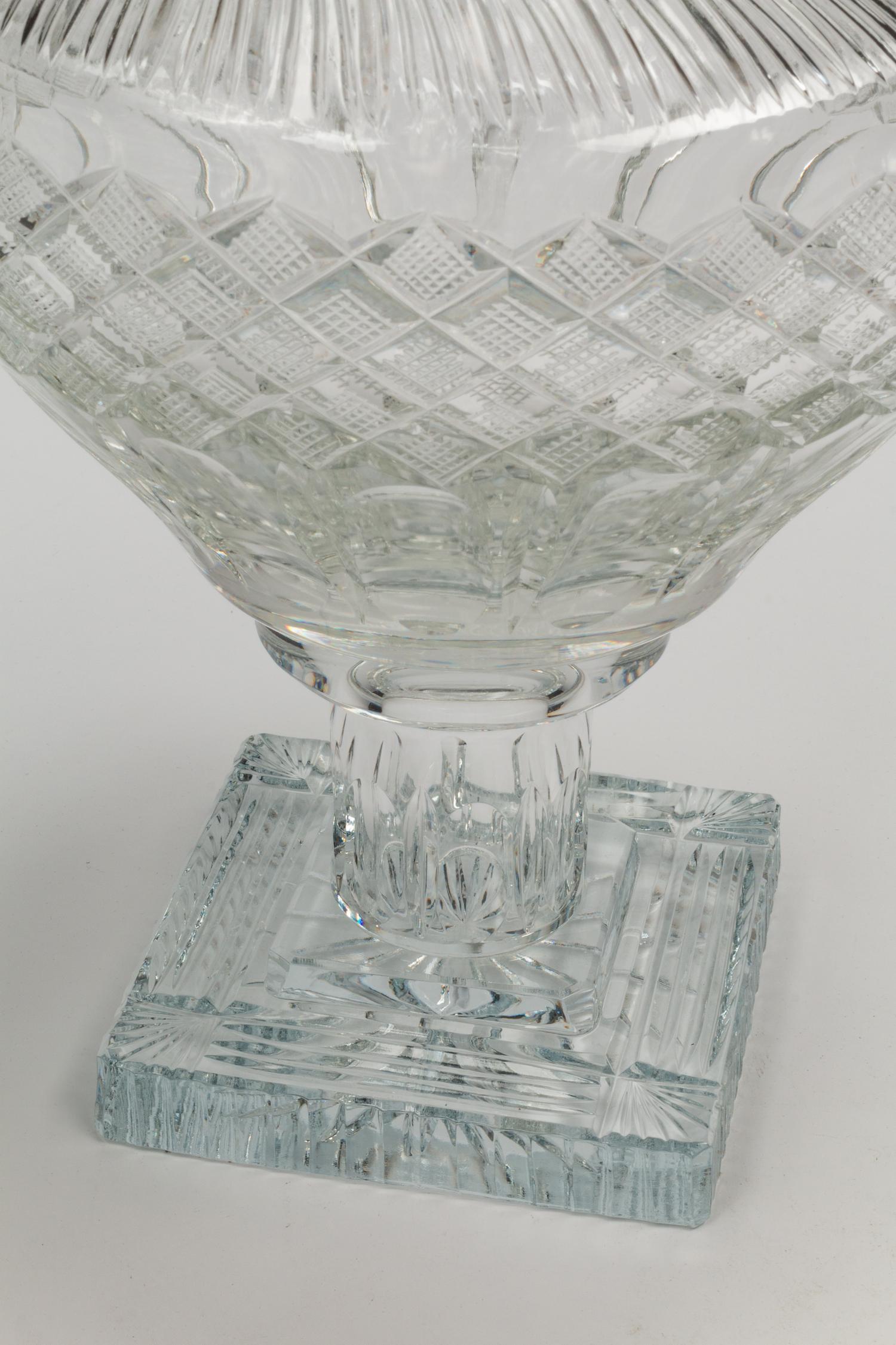 A Pair of Continental Cut Glass Urns