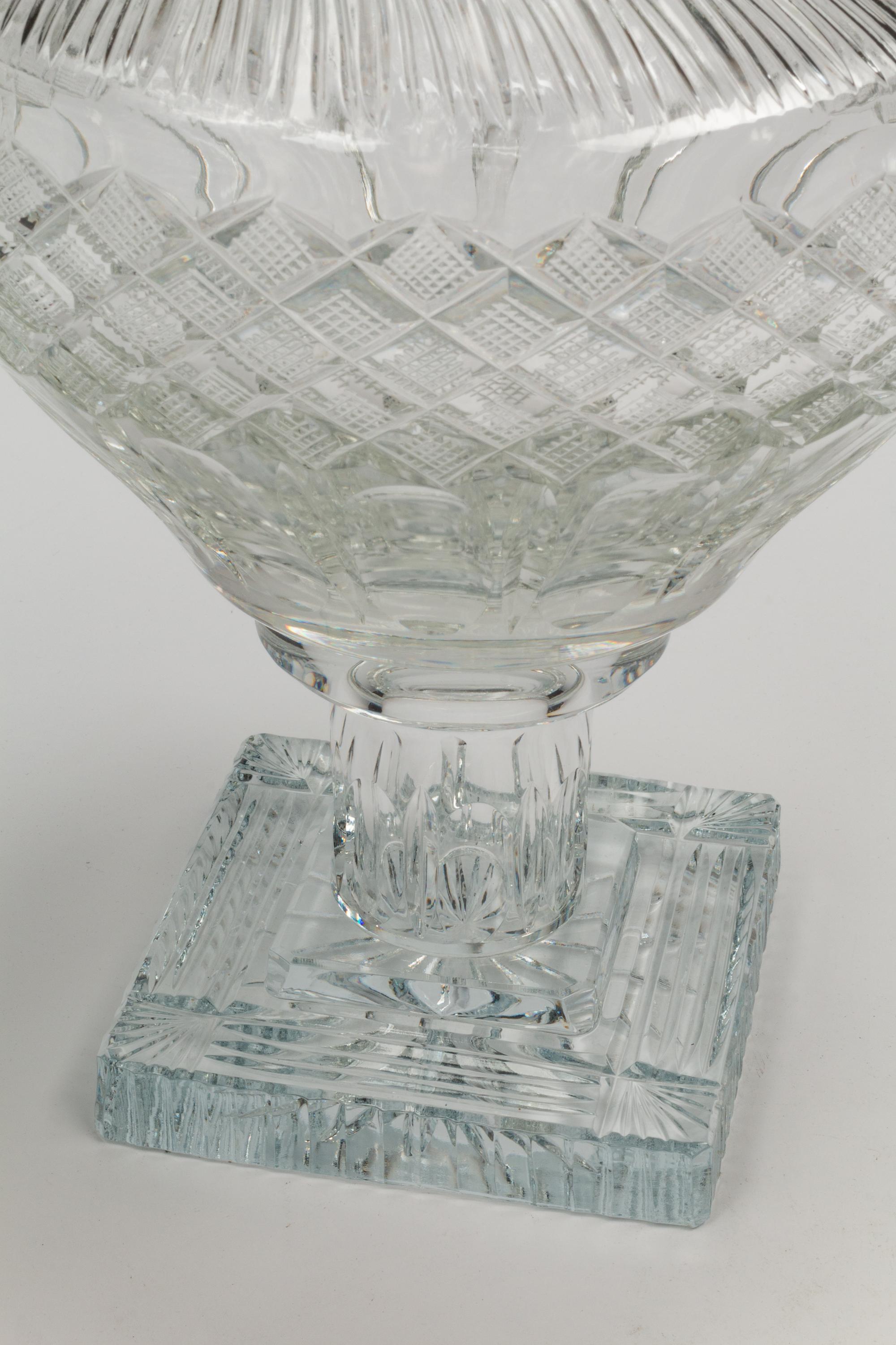 A Pair of Continental Cut Glass Urns