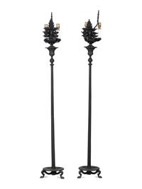 A Pair of Neoclassical Style Cast Metal Floor Lamps