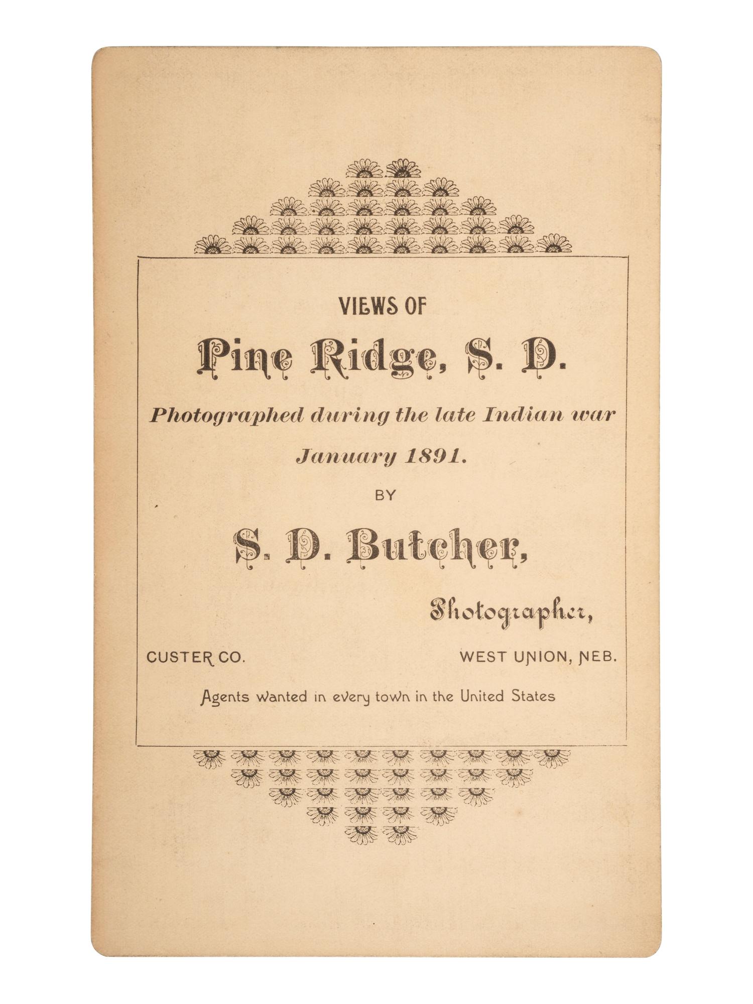 [NATIVE AMERICANS]. 2 boudoir cards of Pine Ridge Agency, South Dakota, by STILWELL and BUTCHER.