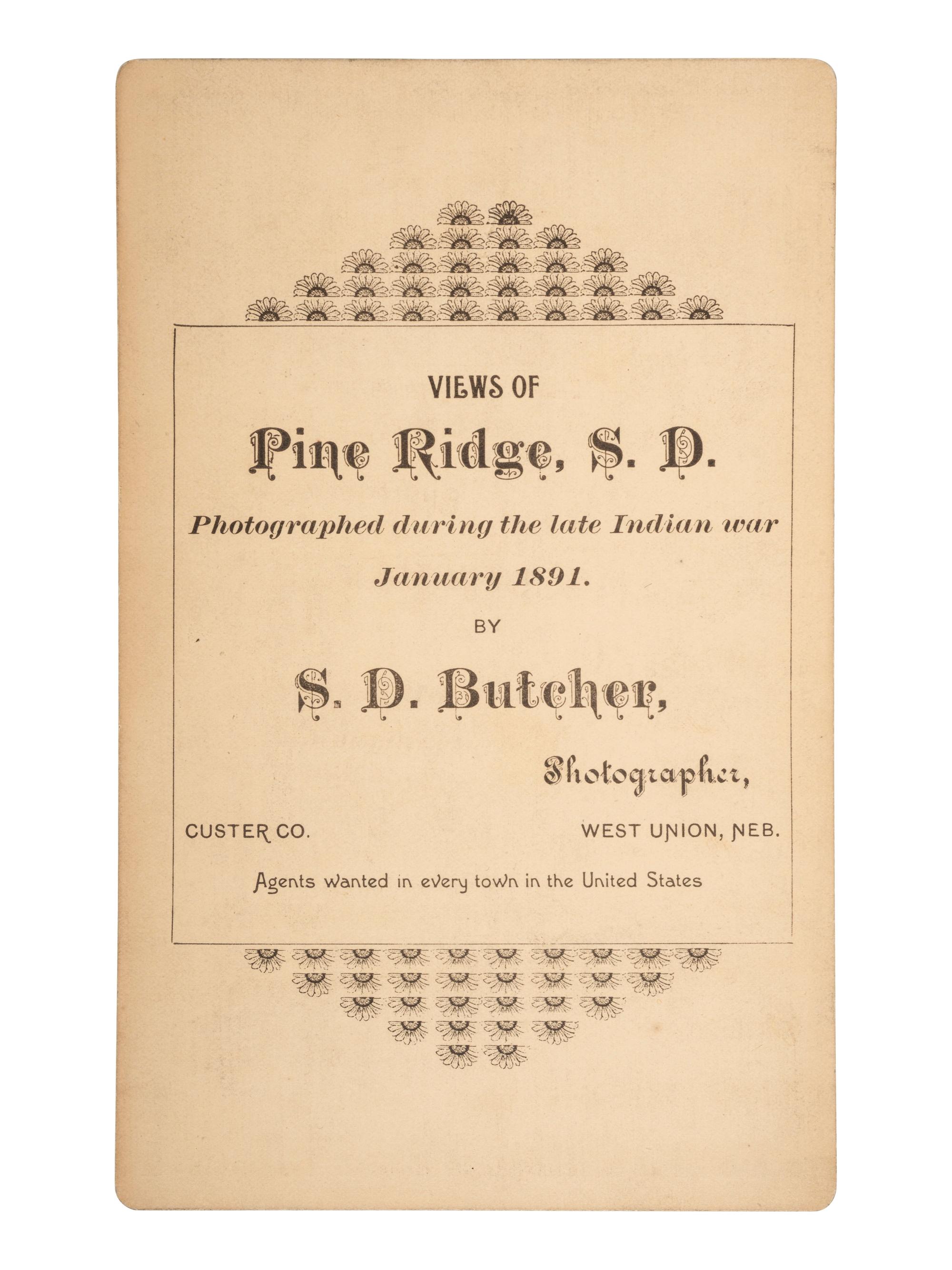 [NATIVE AMERICANS]. 2 boudoir cards of Pine Ridge Agency, South Dakota, by STILWELL and BUTCHER.