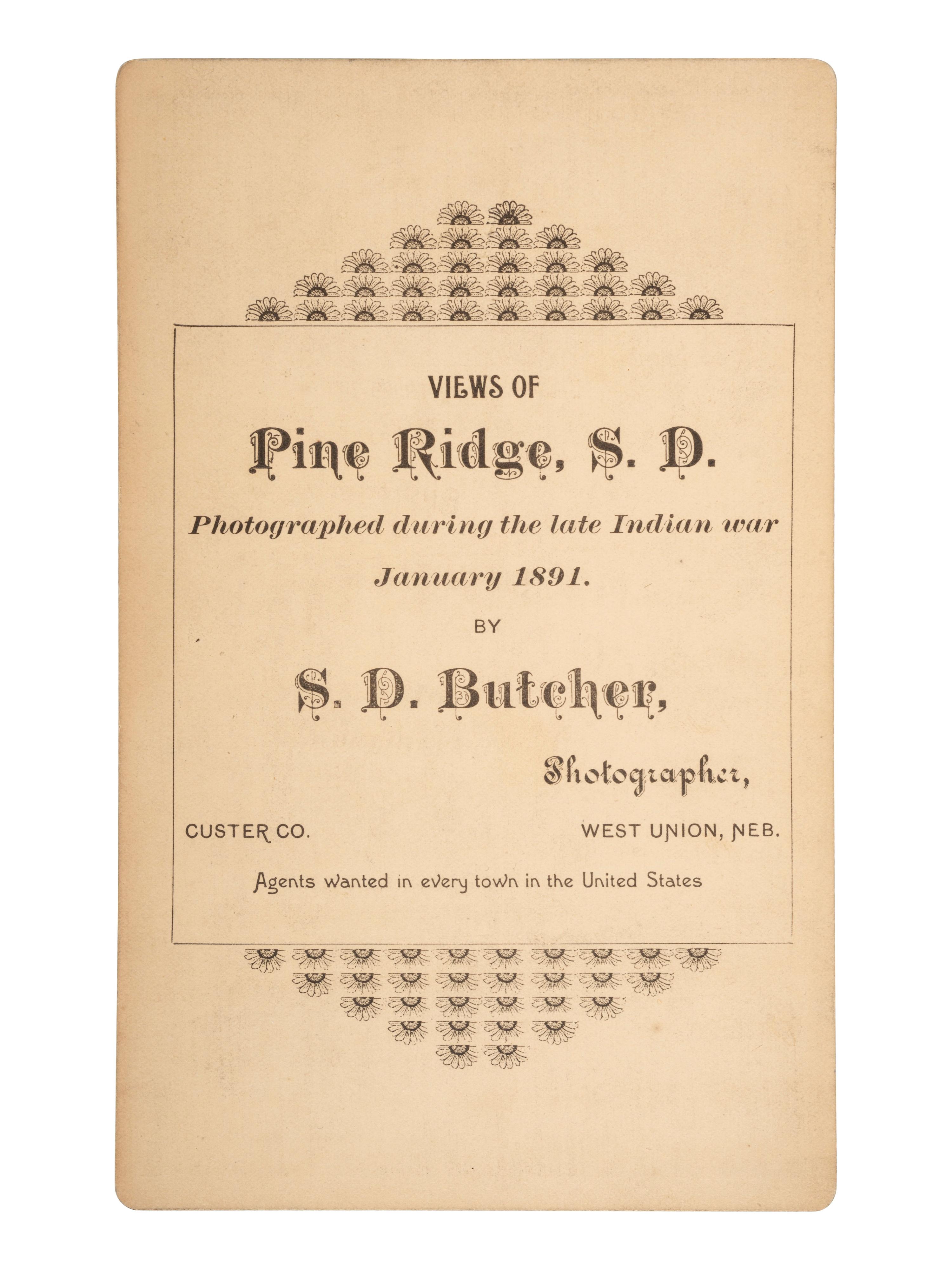 [NATIVE AMERICANS]. 2 boudoir cards of Pine Ridge Agency, South Dakota, by STILWELL and BUTCHER.