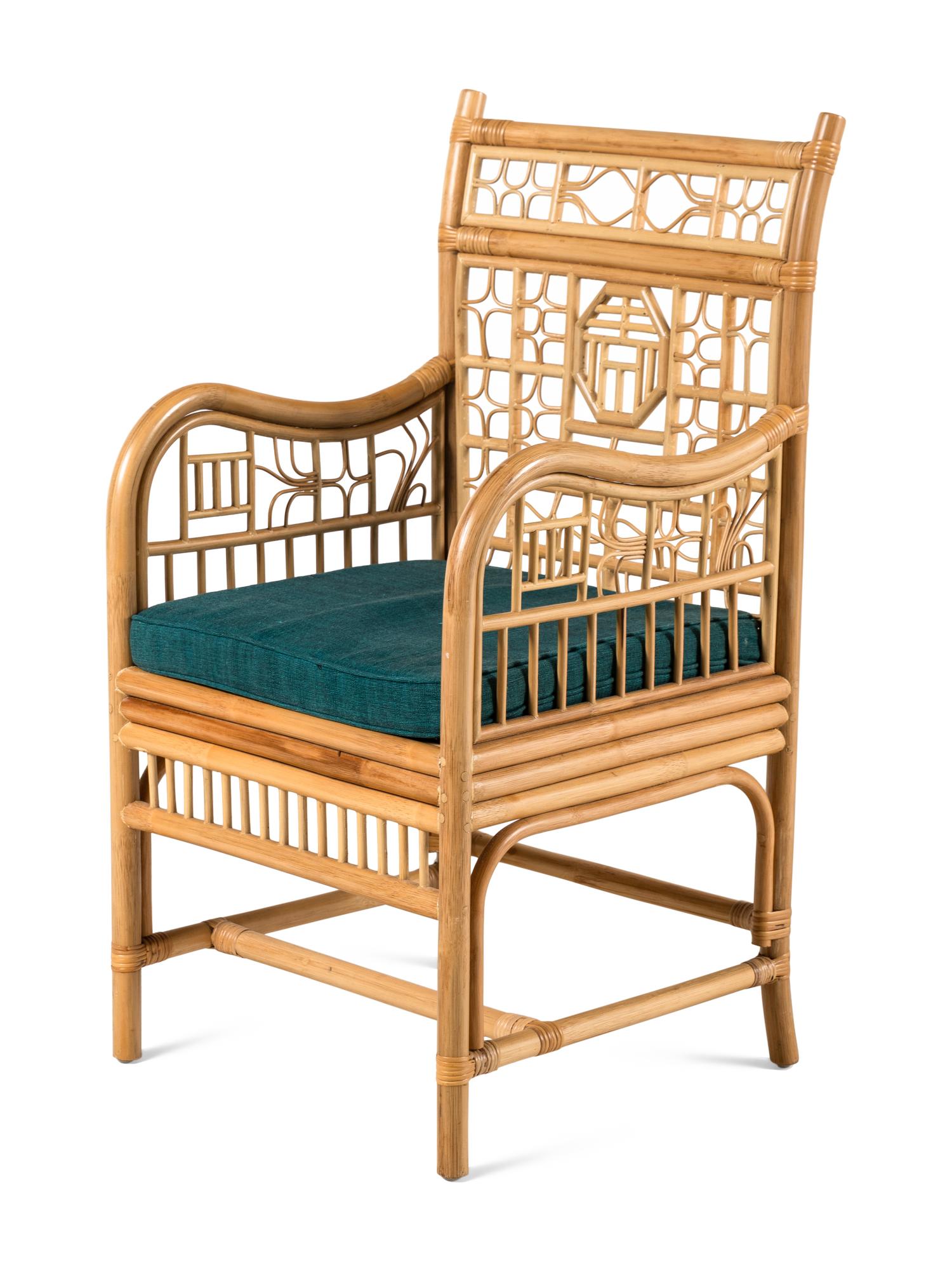 A Set of Eight Bamboo and Rattan Dining Chairs