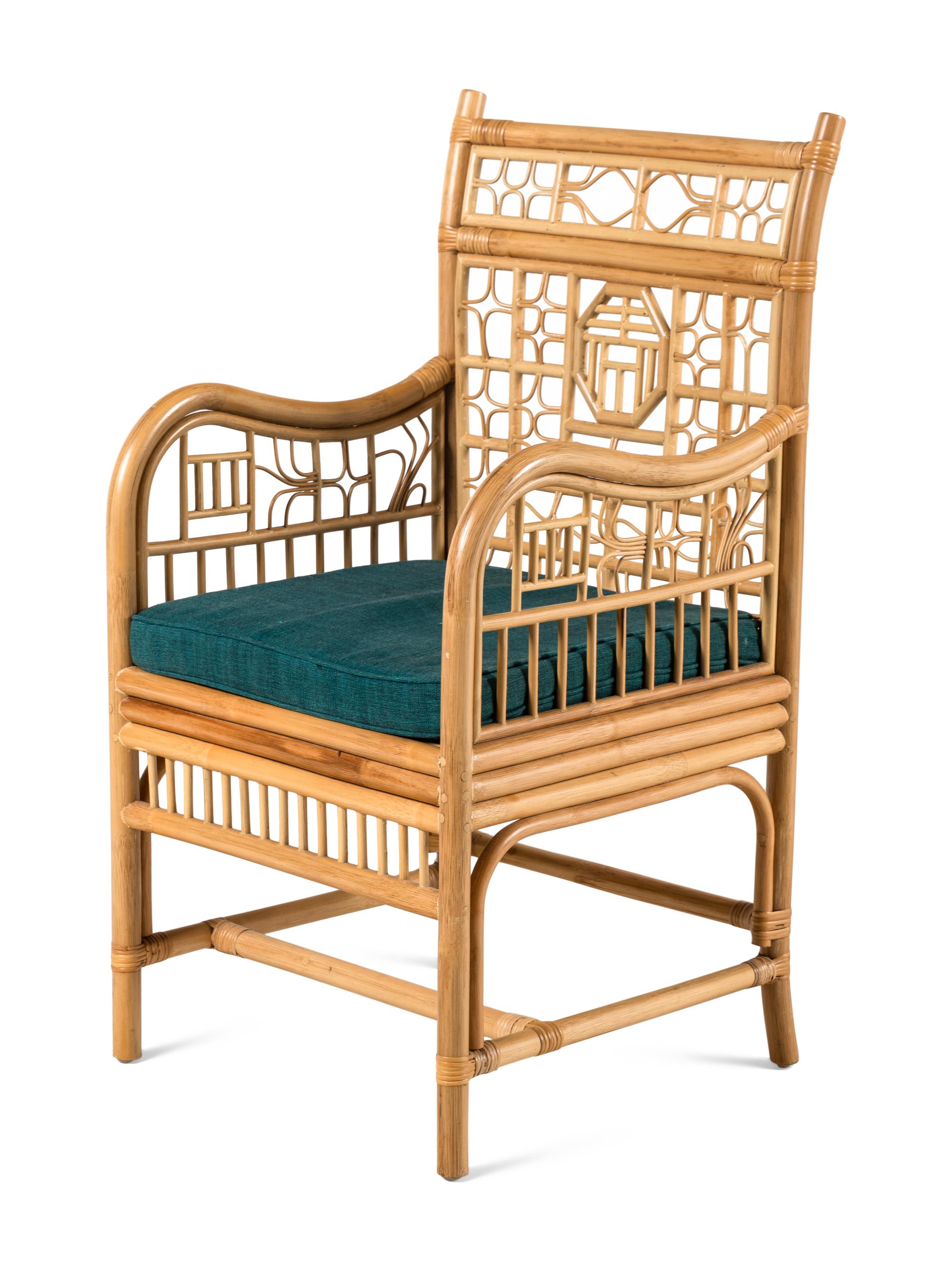 A Set of Eight Bamboo and Rattan Dining Chairs