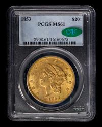 A United States 1853 Liberty Head $20 Gold Coin