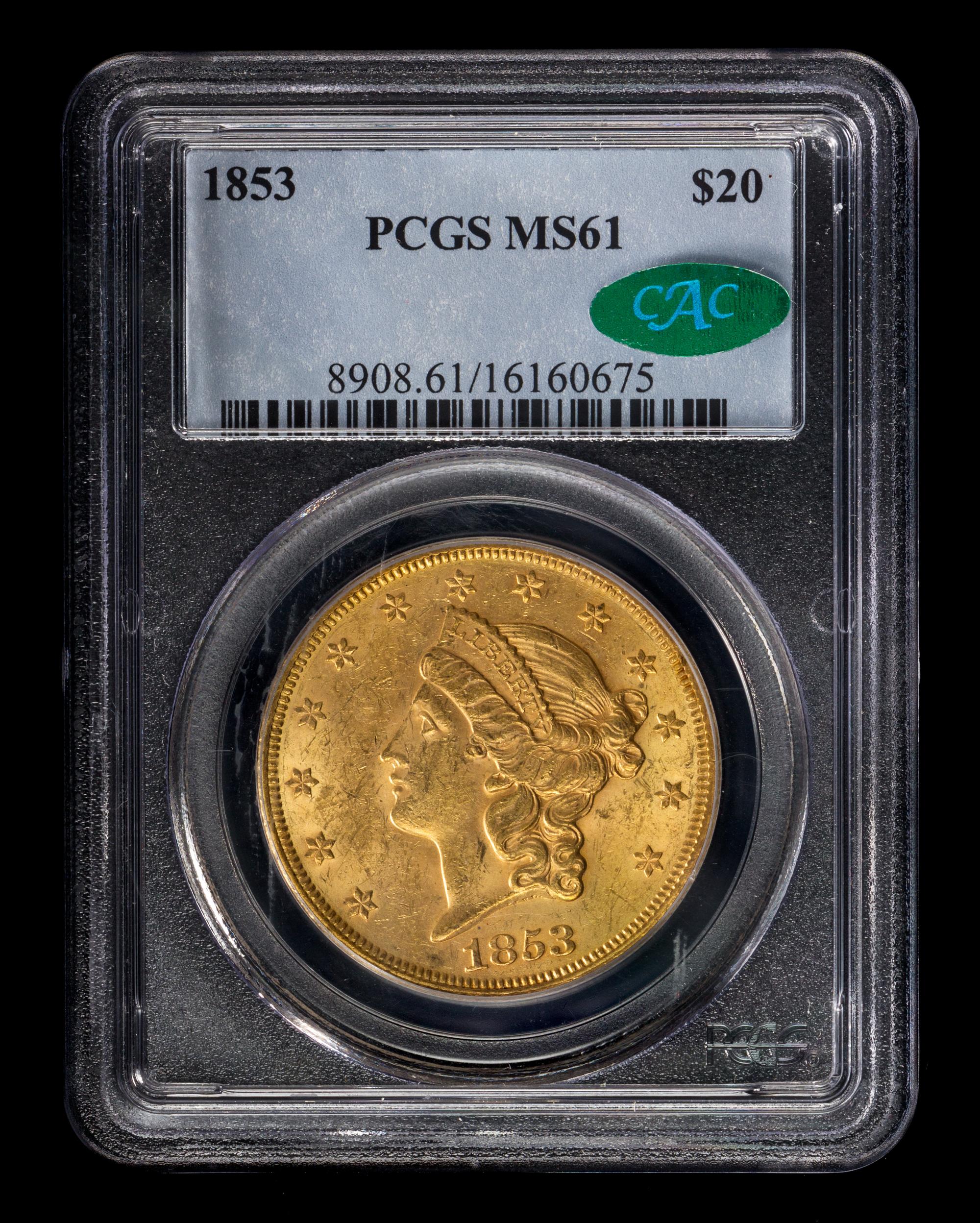 A United States 1853 Liberty Head $20 Gold Coin