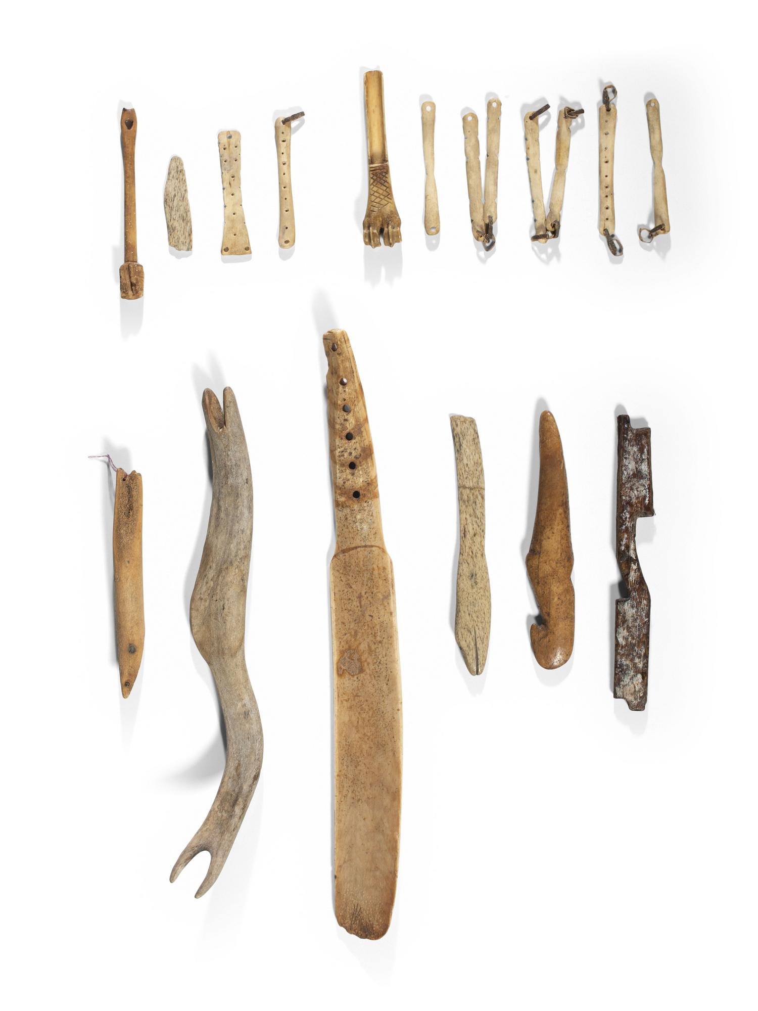 Collection of Iñupiaq Carved Bone and Walrus Ivory Tools