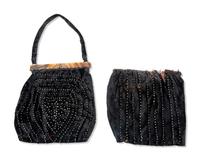 Two Black Velvet Beaded Bags