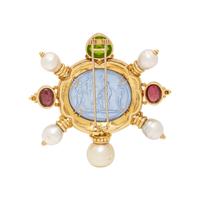 YELLOW GOLD AND MULTIGEM CAMEO BROOCH