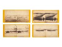 [CIVIL WAR]. 11 stereoviews featuring waterways, gun boats, and pontoon bridges.