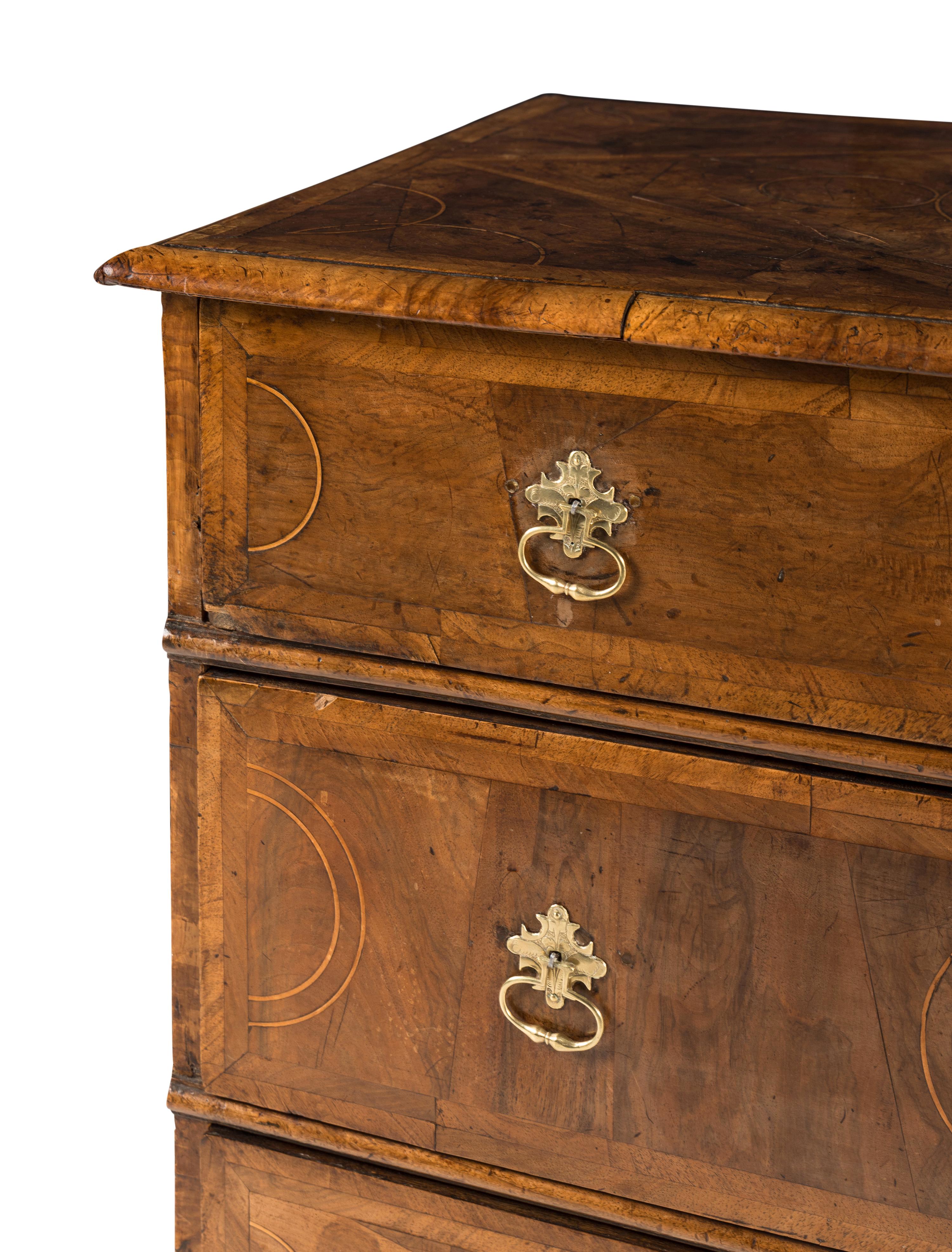 A William and Mary Walnut Chest of Drawers