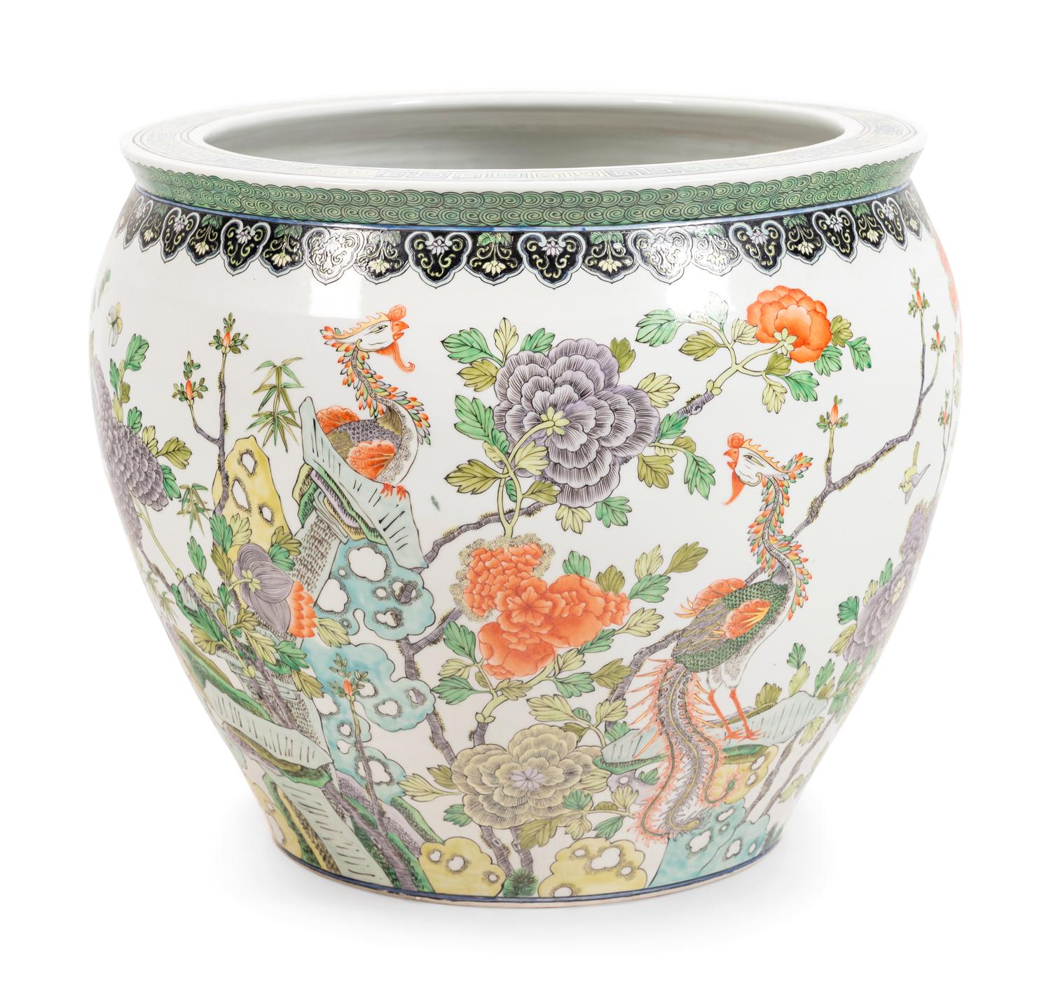 A Chinese Export Famille Verte Porcelain Fishbowl