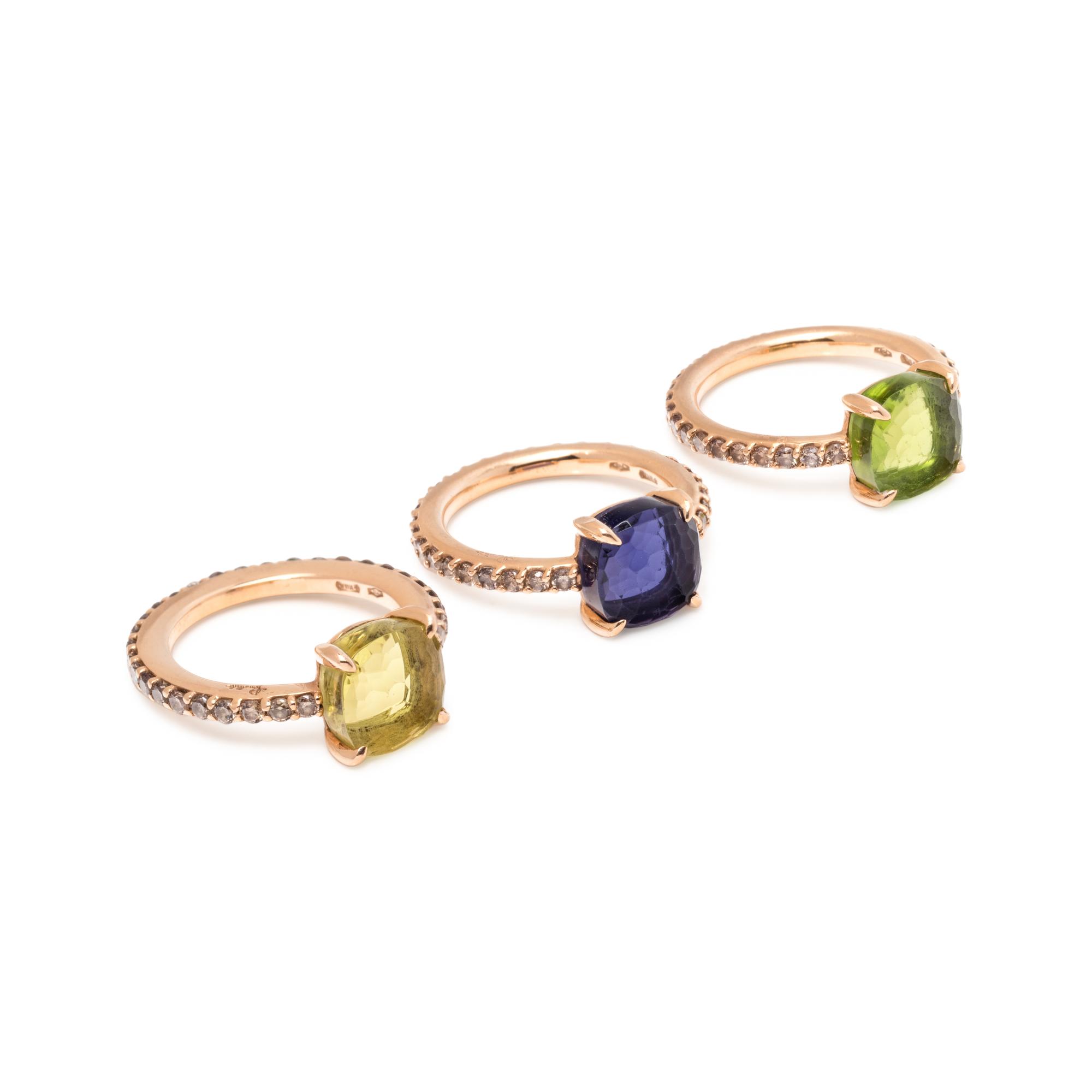 POMELLATO, GEMSTONE AND COLORED DIAMOND 'BABY' RING SET