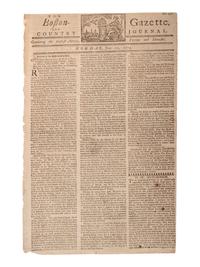 [PRE-REVOLUTIONARY WAR]. The Boston Gazette and Country Journal . No. 950. Boston, MA: Edes & Gill, 21 June 1773.