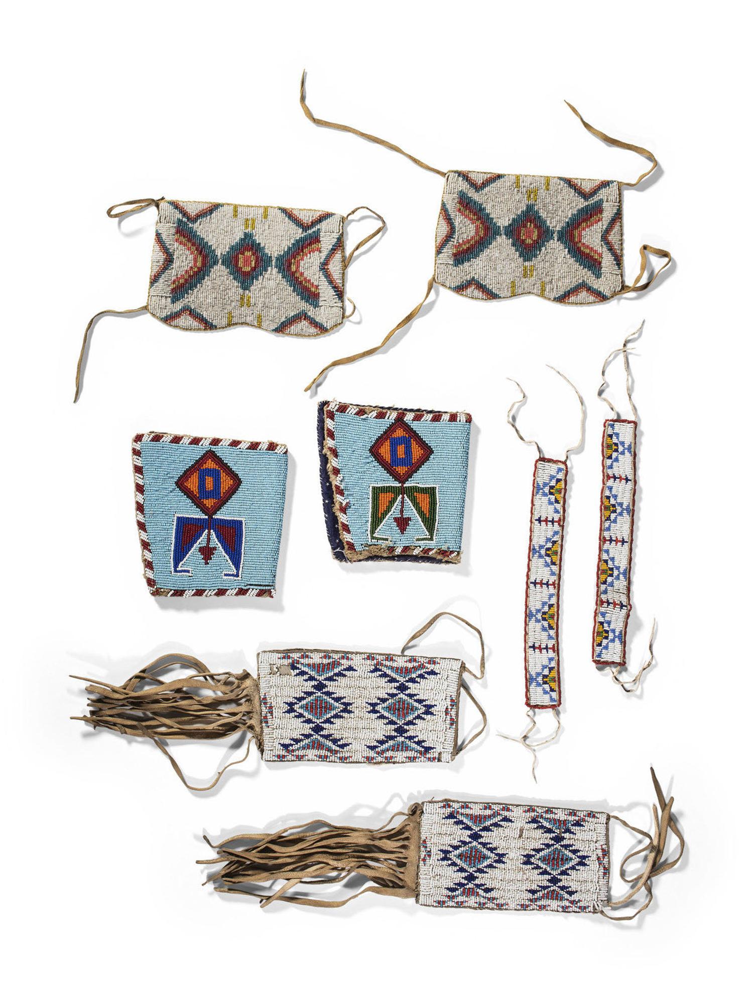 Collection of Plains and Plateau Beaded Armbands and Cuffs