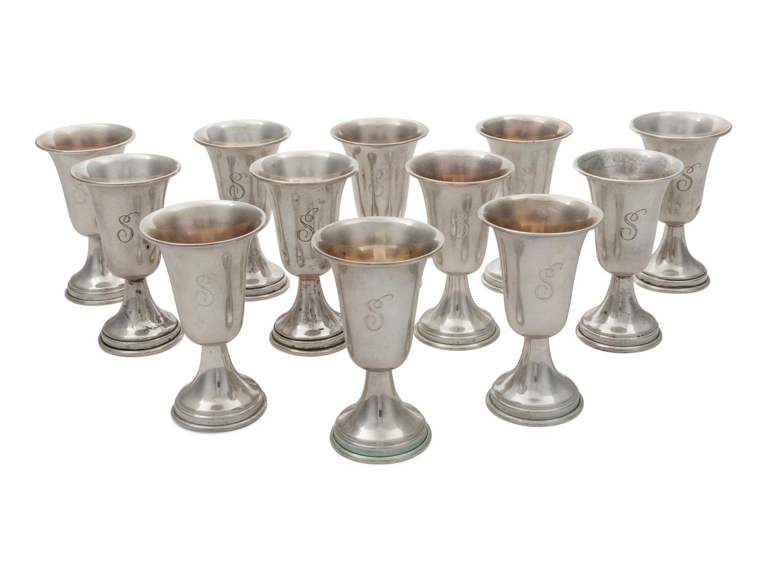 A Group of 12 American Silver Cordials