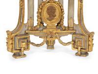 A Louis XVI Painted and Parcel Gilt Carved Wood Watch Stand