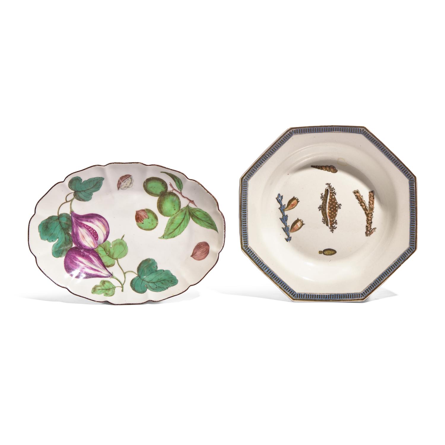 A Chelsea Soft-Paste Porcelain Oval Dish and a Wedgwood & Co. Pearlware Octagonal Soup Plate
