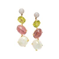 YELLOW GOLD AND MULTIGEM EARCLIPS