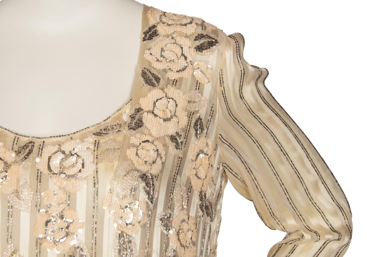 Christian Dior Beaded and Sequined Silk Jacket and Dress, 1980s