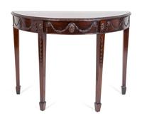 A George III Style Carved Mahogany Demilune Console — LATE 19TH CENTURY