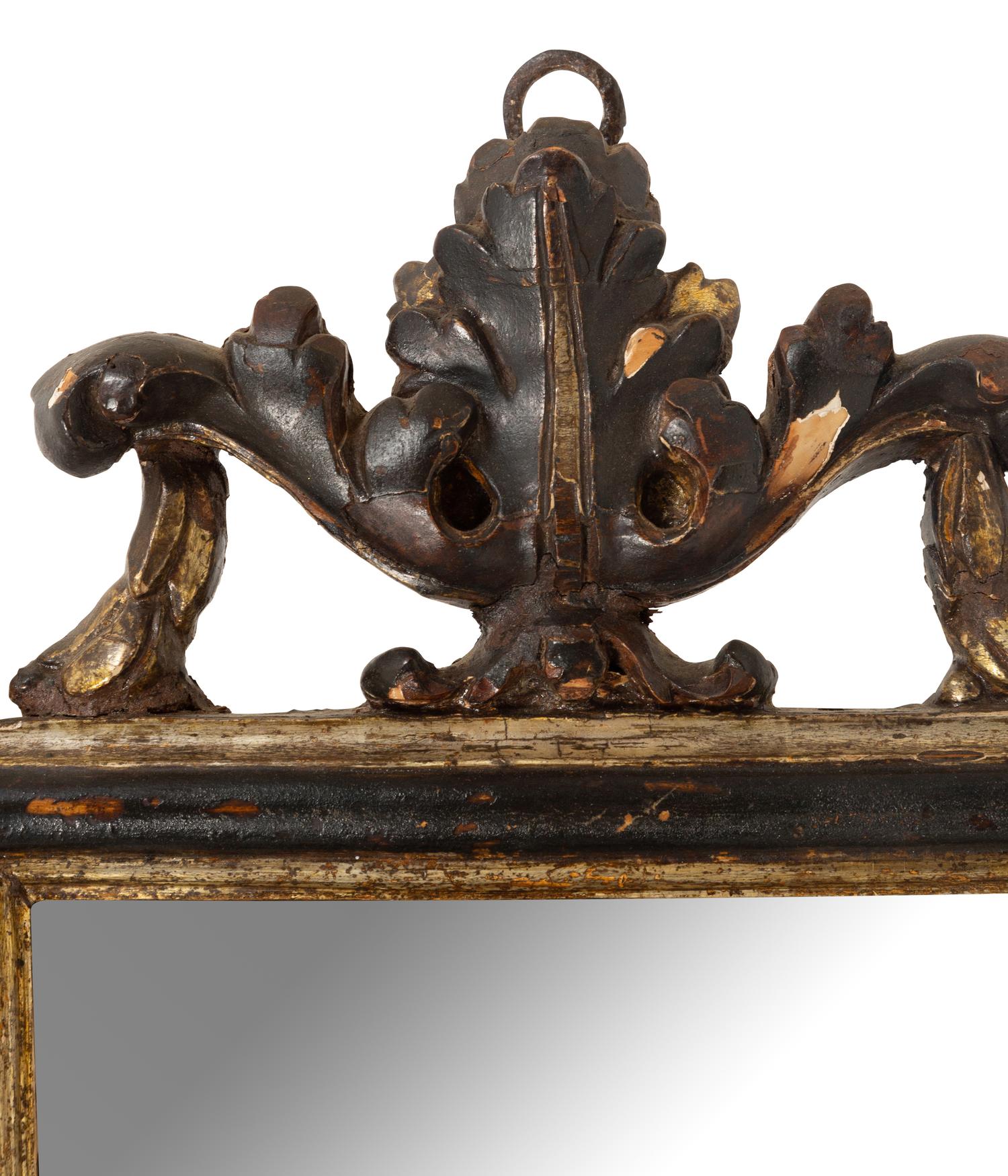 An Italian Baroque Style Painted and Parcel-Gilt Girandole Mirror