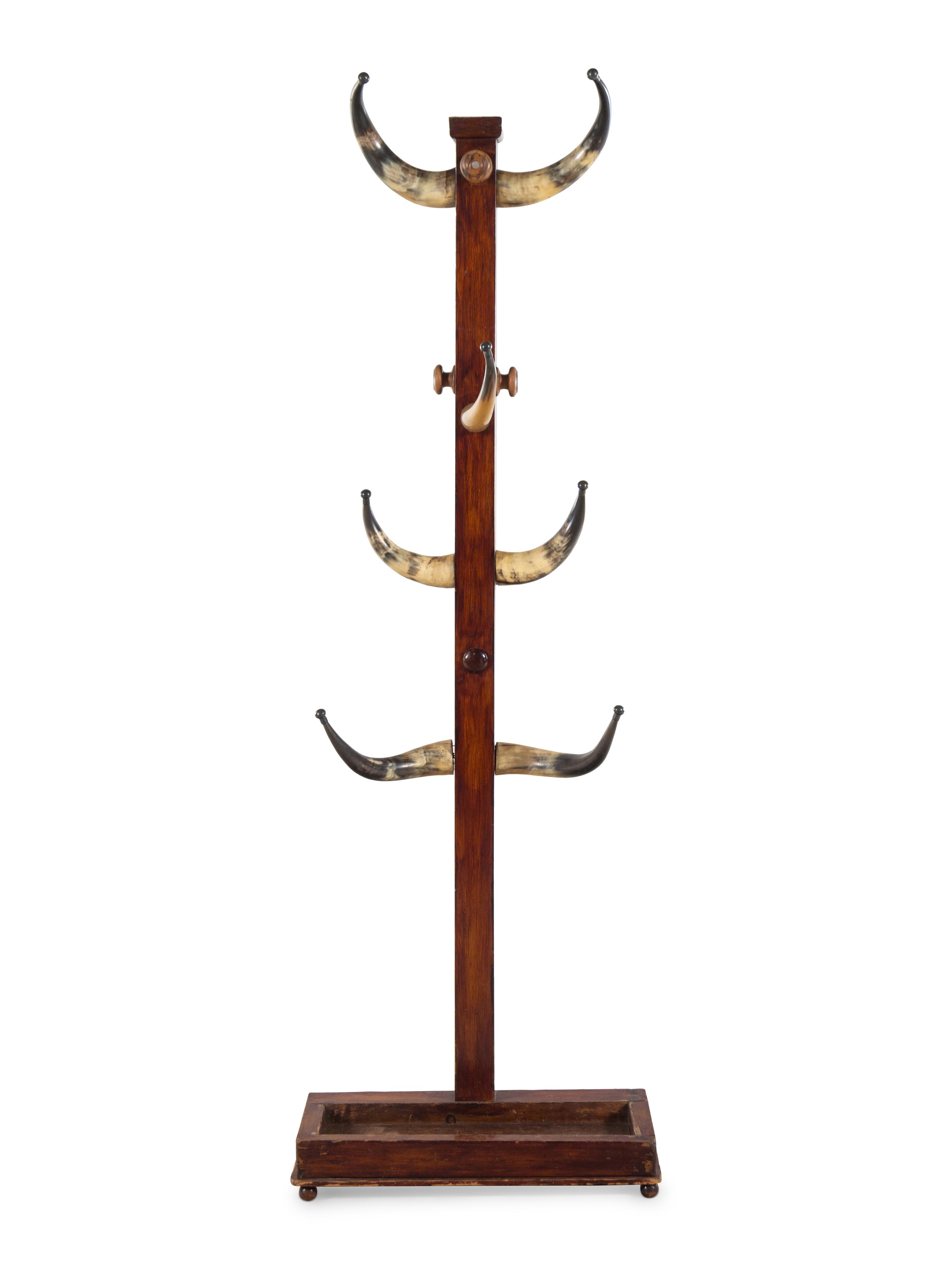 An English Oak and Horn Hall Stand