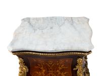 A Pair of Louis XV Style Gilt Bronze Mounted Marquetry Pedestals