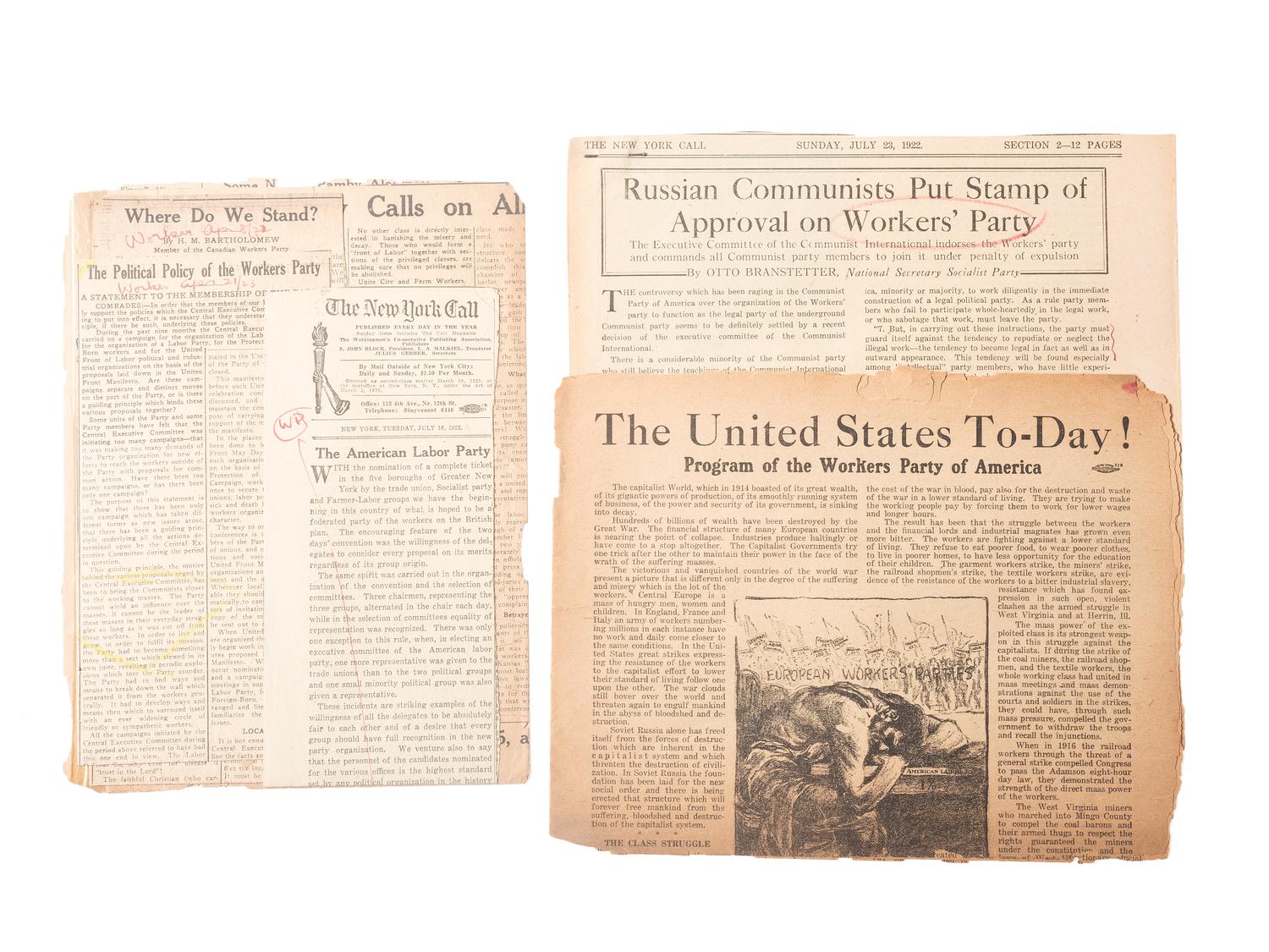[SOCIALISM] -- [COMMUNISM]. Ephemera from early-20th century far left and progressive politics.