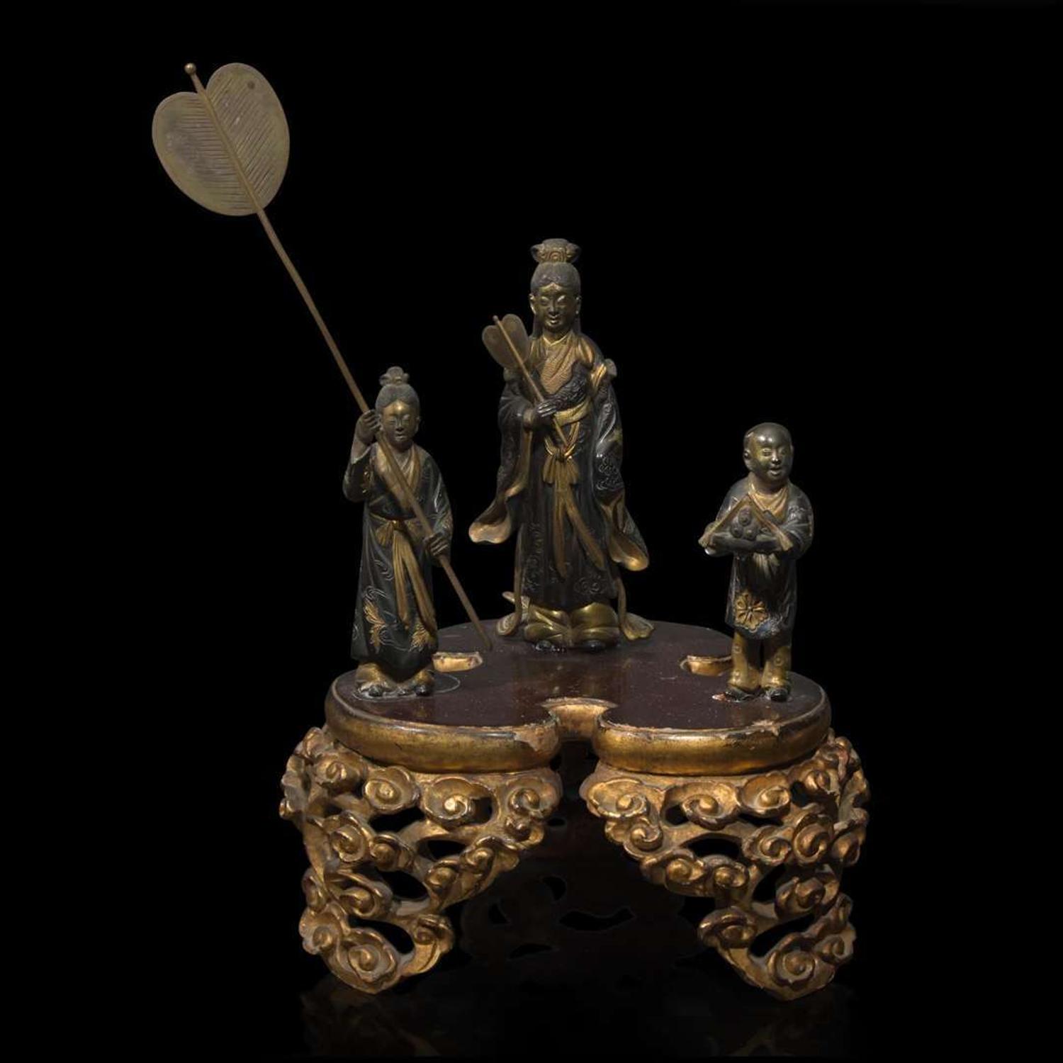 A Japanese patinated metal okimono signed Kunikiyo 日本金属置物 Meiji period ??