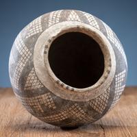 Snowflake, Black-on-White Pottery Seed Jar