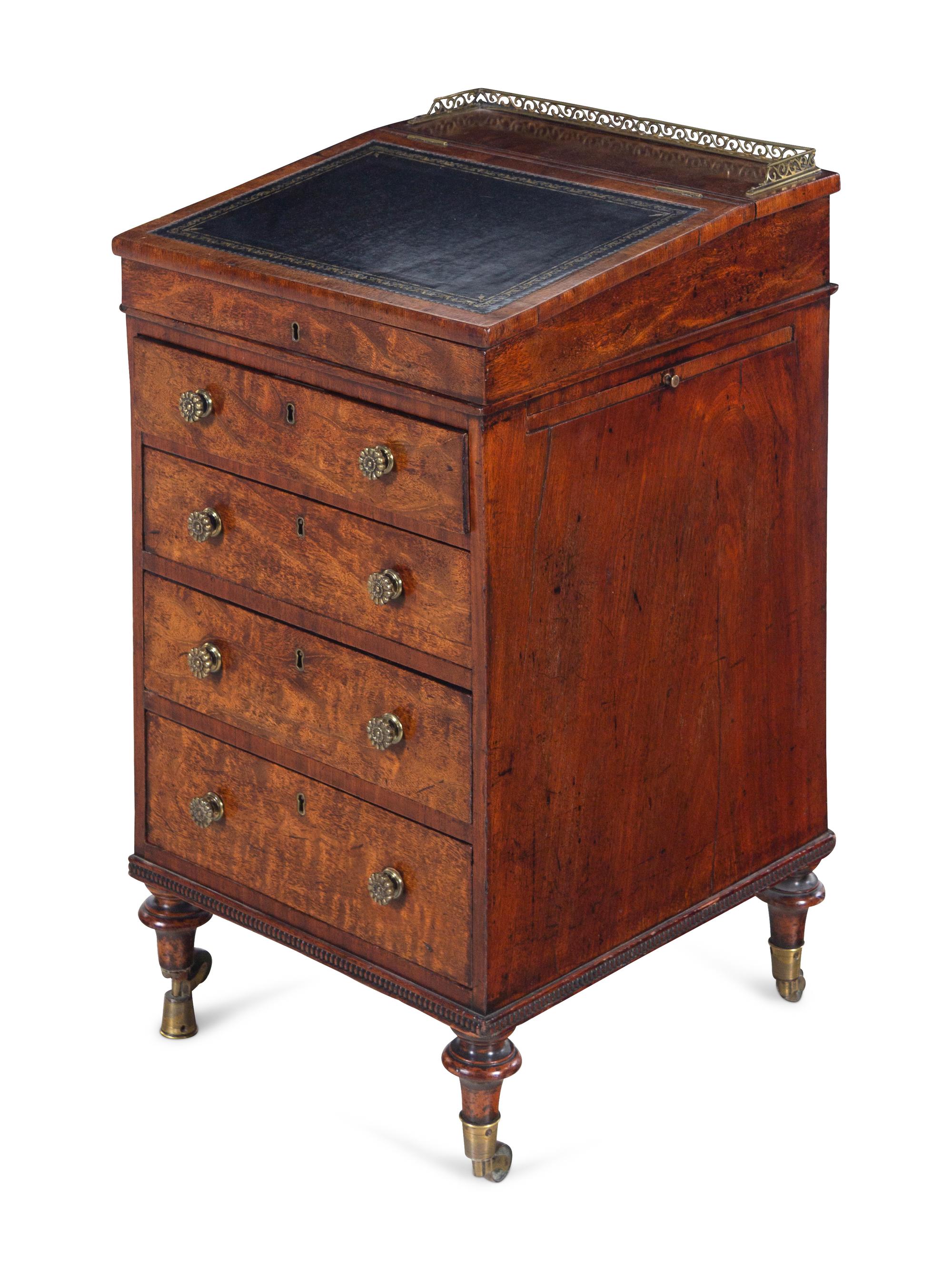 An English Burl Walnut Davenport Desk
