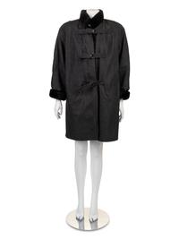 Yves Saint Laurent Denim Coat with Fur Lining, 1990-2000s