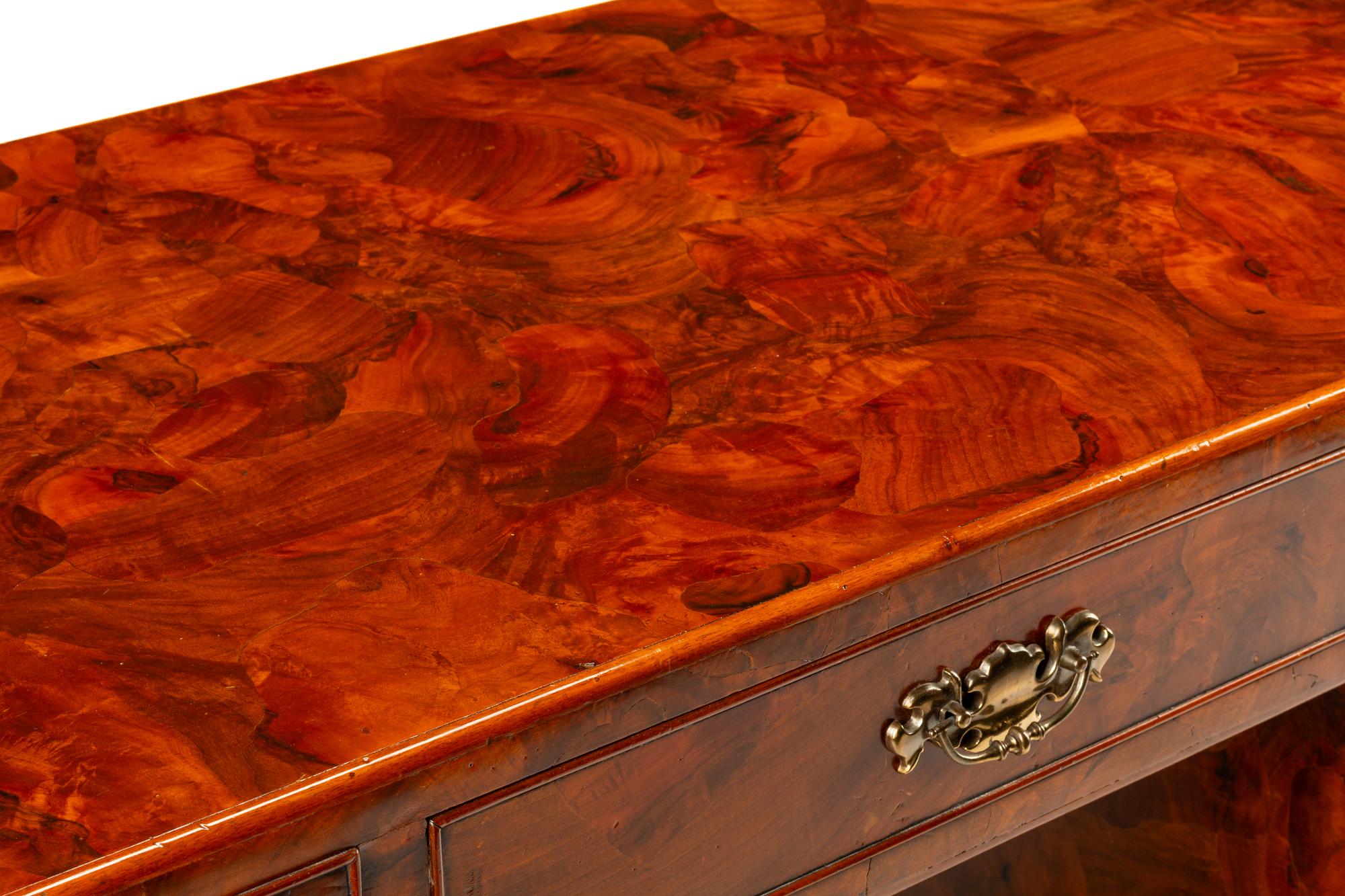 An Italian Olivewood Pedestal Desk